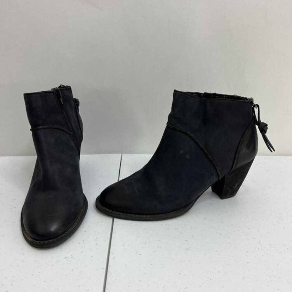 Tesori 6.5 M Kinsley Ankle Booties Black Zip Block Heel Boots Tassel